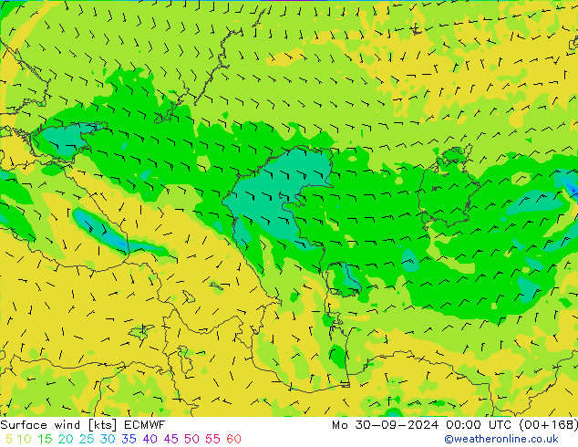 Surface wind ECMWF Po 30.09.2024 00 UTC