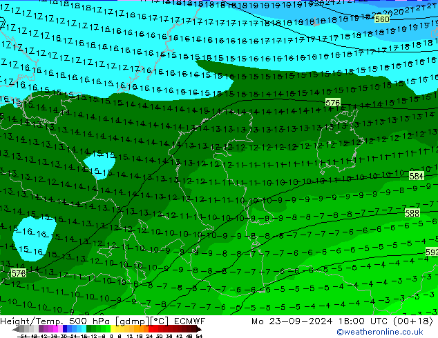 Z500/Rain (+SLP)/Z850 ECMWF пн 23.09.2024 18 UTC