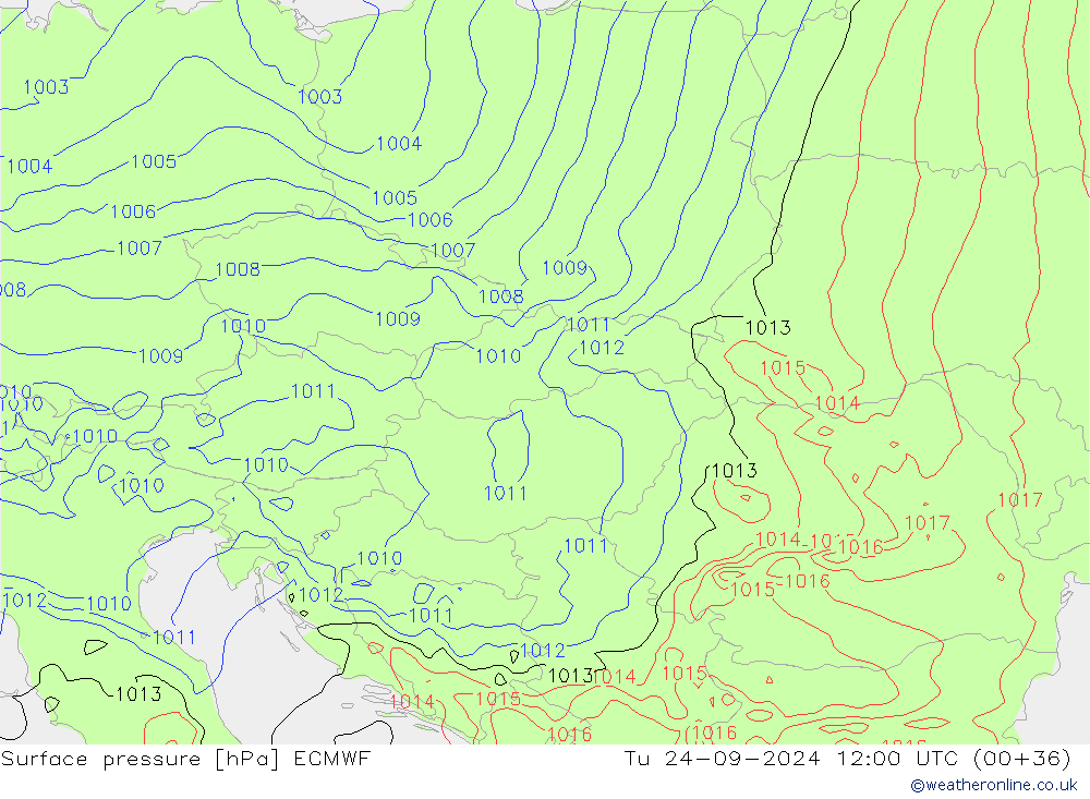 Presión superficial ECMWF mar 24.09.2024 12 UTC