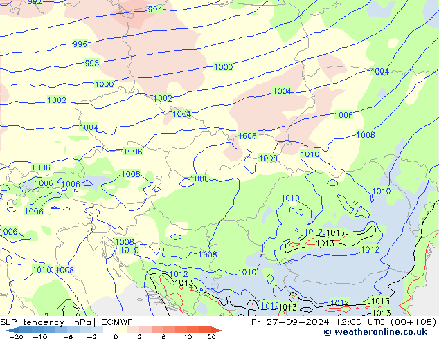 SLP tendency ECMWF Fr 27.09.2024 12 UTC