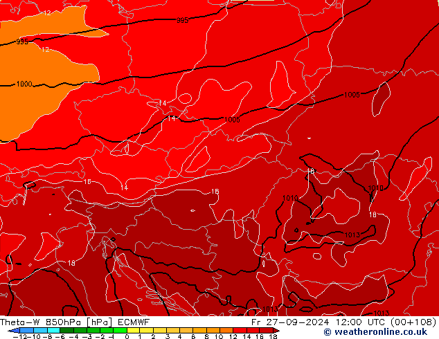 Theta-W 850hPa ECMWF Fr 27.09.2024 12 UTC