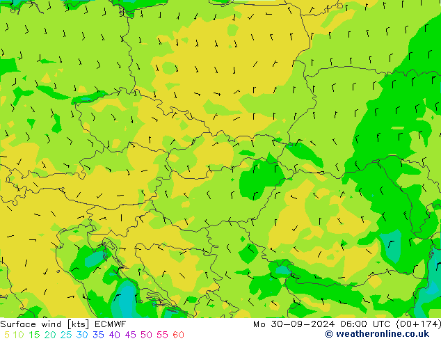 Surface wind ECMWF Mo 30.09.2024 06 UTC