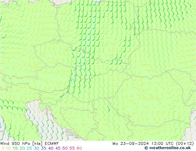 Wind 950 hPa ECMWF Mo 23.09.2024 12 UTC