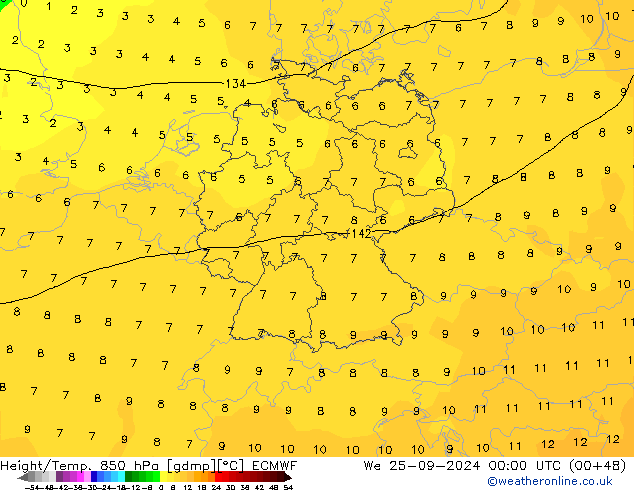 Z500/Rain (+SLP)/Z850 ECMWF Qua 25.09.2024 00 UTC