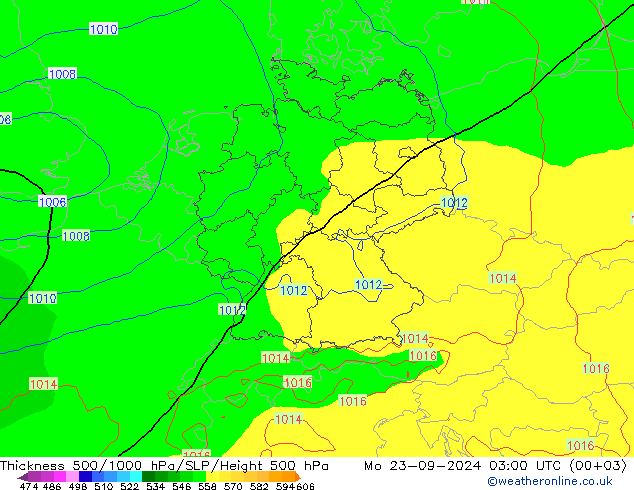 Thck 500-1000hPa ECMWF Po 23.09.2024 03 UTC