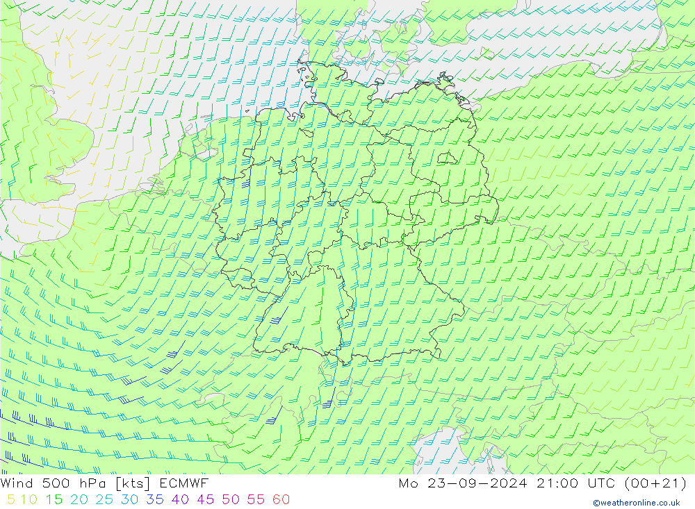 Wind 500 hPa ECMWF ma 23.09.2024 21 UTC