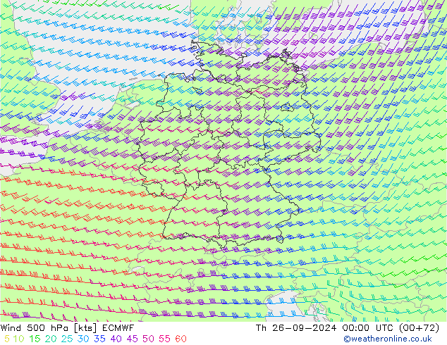 ветер 500 гПа ECMWF чт 26.09.2024 00 UTC