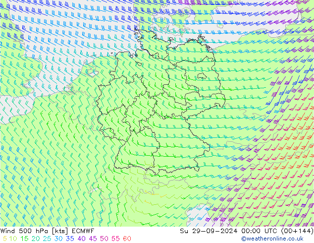 Vent 500 hPa ECMWF dim 29.09.2024 00 UTC