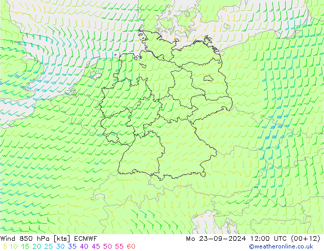 Wind 850 hPa ECMWF Mo 23.09.2024 12 UTC