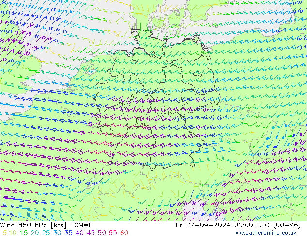 Wind 850 hPa ECMWF Fr 27.09.2024 00 UTC