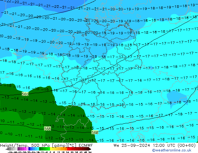 Z500/Rain (+SLP)/Z850 ECMWF We 25.09.2024 12 UTC