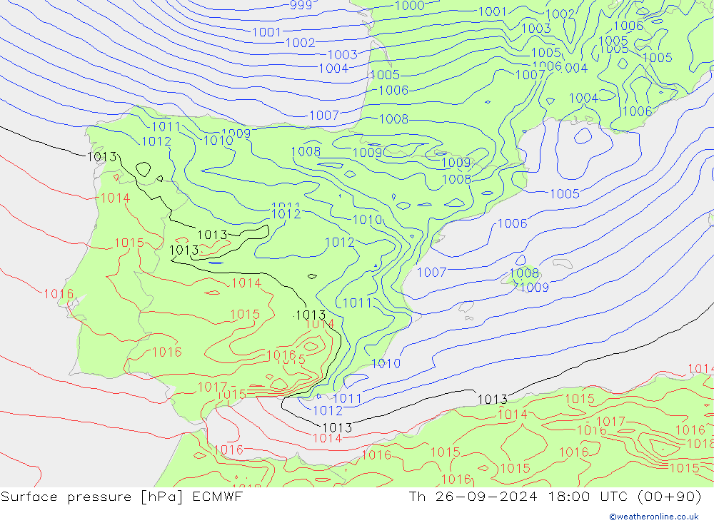 Luchtdruk (Grond) ECMWF do 26.09.2024 18 UTC