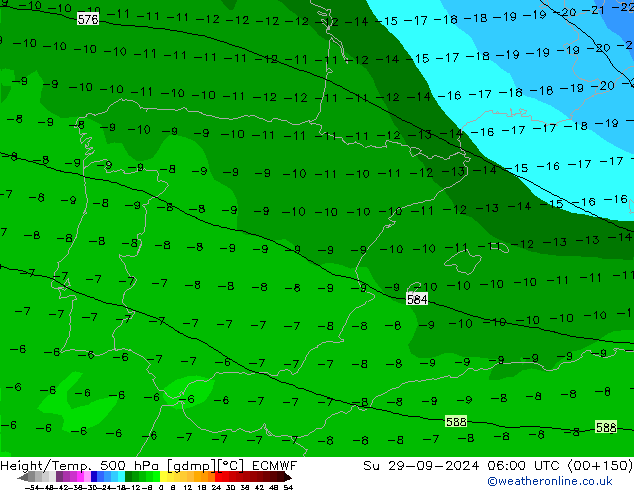 Height/Temp. 500 hPa ECMWF nie. 29.09.2024 06 UTC