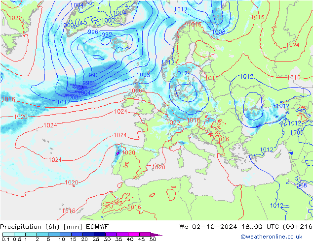 Z500/Regen(+SLP)/Z850 ECMWF wo 02.10.2024 00 UTC