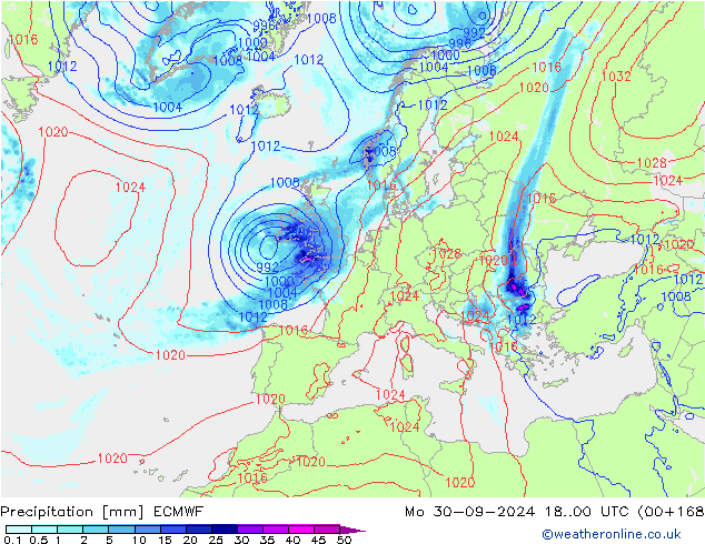 Niederschlag ECMWF Mo 30.09.2024 00 UTC