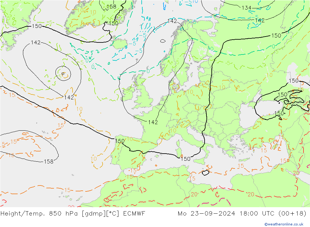 Z500/Rain (+SLP)/Z850 ECMWF Mo 23.09.2024 18 UTC