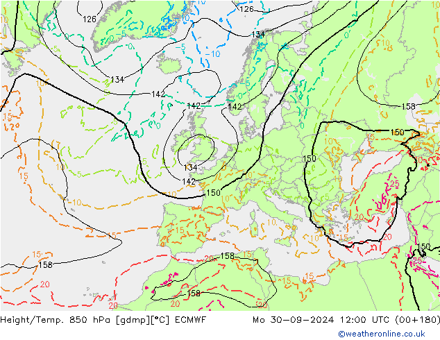 Height/Temp. 850 hPa ECMWF lun 30.09.2024 12 UTC