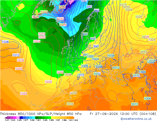 Schichtdicke 850-1000 hPa ECMWF Fr 27.09.2024 12 UTC