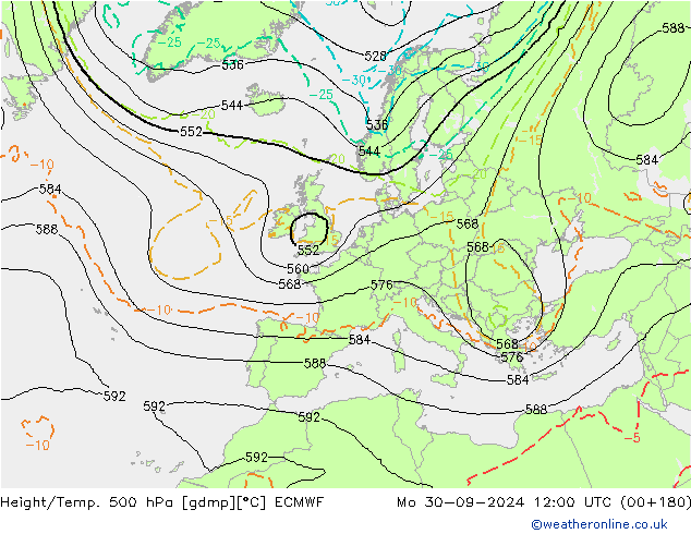 Z500/Rain (+SLP)/Z850 ECMWF lun 30.09.2024 12 UTC