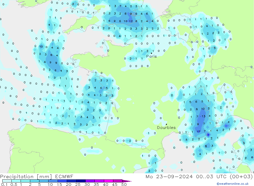 precipitação ECMWF Seg 23.09.2024 03 UTC