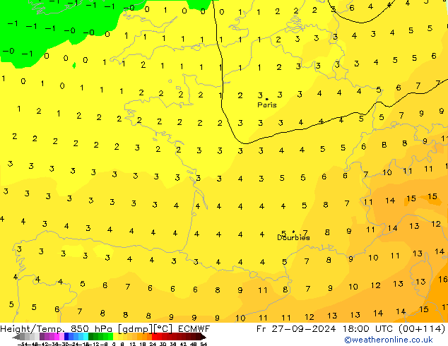 Z500/Regen(+SLP)/Z850 ECMWF vr 27.09.2024 18 UTC