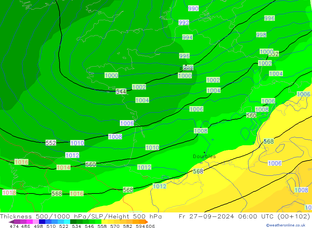 Thck 500-1000hPa ECMWF Pá 27.09.2024 06 UTC