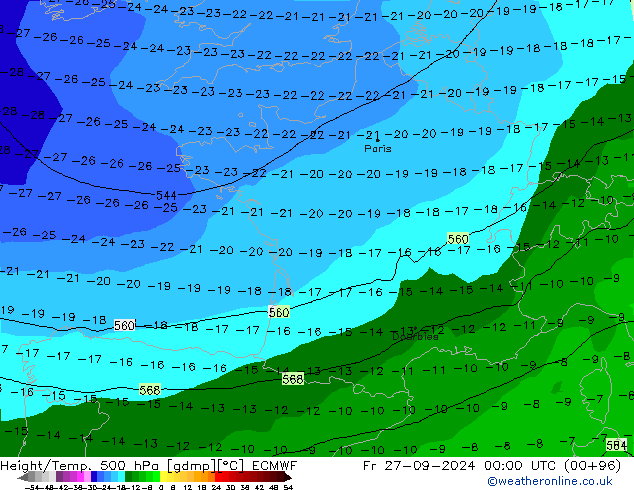 Z500/Rain (+SLP)/Z850 ECMWF pt. 27.09.2024 00 UTC