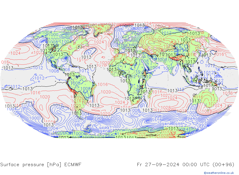 Surface pressure ECMWF Fr 27.09.2024 00 UTC