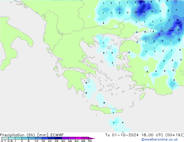 Z500/Rain (+SLP)/Z850 ECMWF Di 01.10.2024 00 UTC