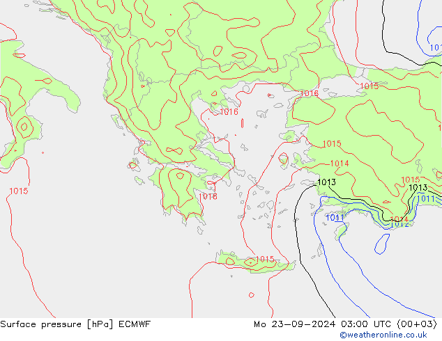 Presión superficial ECMWF lun 23.09.2024 03 UTC