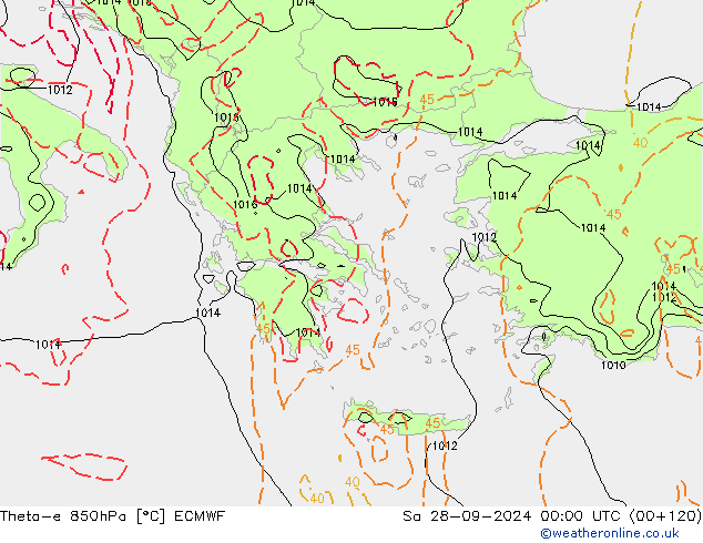 Theta-e 850hPa ECMWF Sáb 28.09.2024 00 UTC