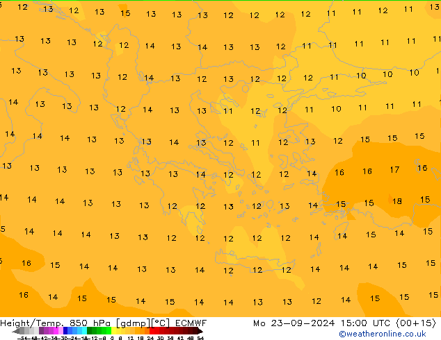 Height/Temp. 850 hPa ECMWF Mo 23.09.2024 15 UTC