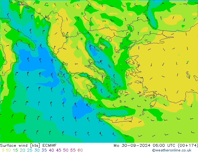 Vento 10 m ECMWF Seg 30.09.2024 06 UTC