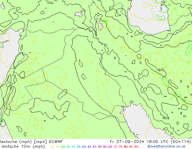 Isotaca (mph) ECMWF vie 27.09.2024 18 UTC