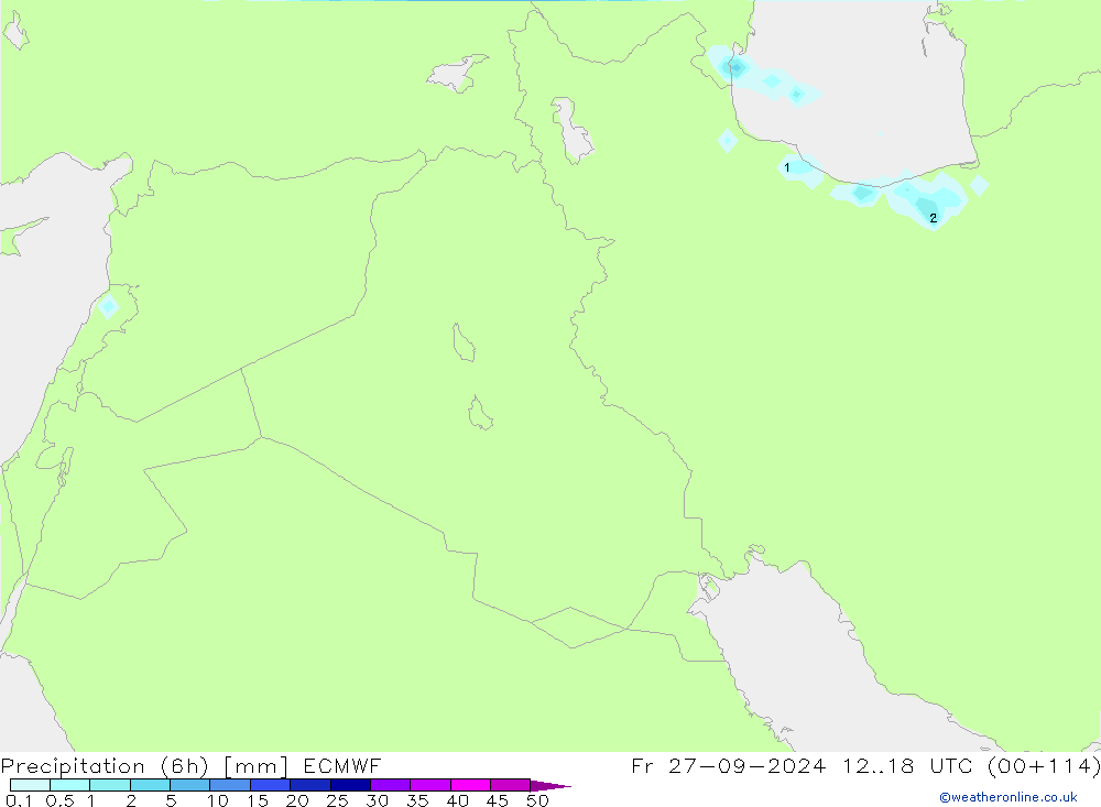 Precipitation (6h) ECMWF Pá 27.09.2024 18 UTC