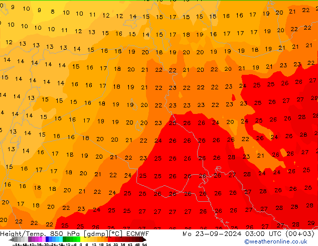 Height/Temp. 850 hPa ECMWF Seg 23.09.2024 03 UTC