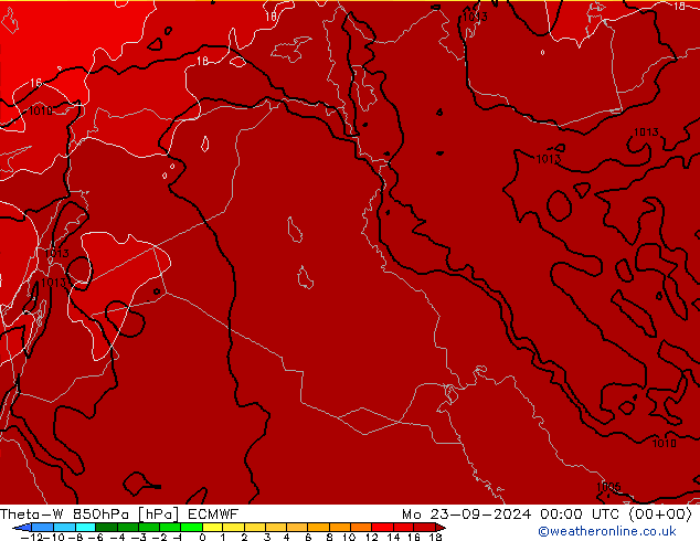 Theta-W 850hPa ECMWF Mo 23.09.2024 00 UTC