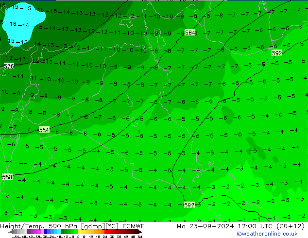 Z500/Rain (+SLP)/Z850 ECMWF Mo 23.09.2024 12 UTC