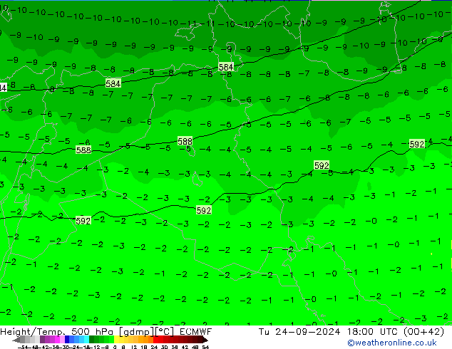 Yükseklik/Sıc. 500 hPa ECMWF Sa 24.09.2024 18 UTC