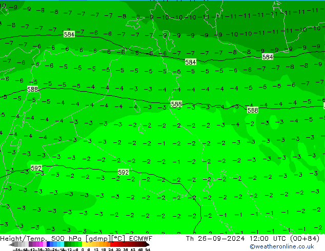 Géop./Temp. 500 hPa ECMWF jeu 26.09.2024 12 UTC