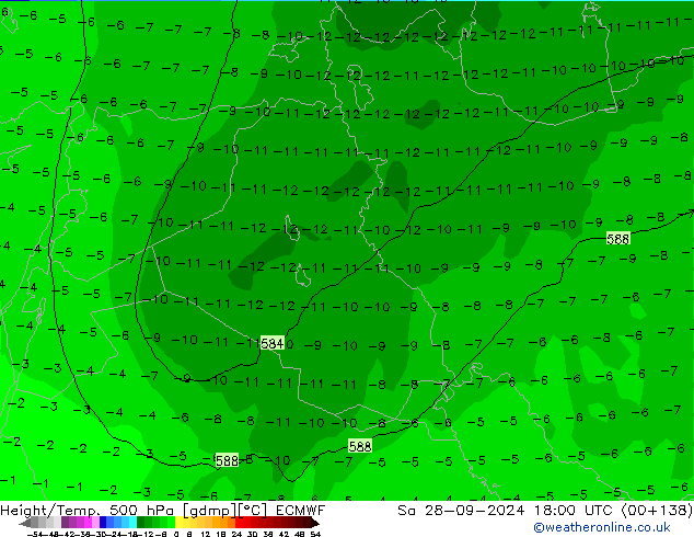 Geop./Temp. 500 hPa ECMWF sáb 28.09.2024 18 UTC