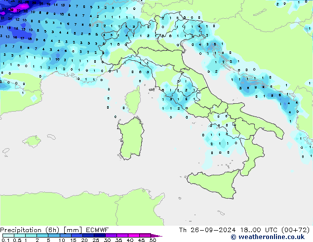 Z500/Rain (+SLP)/Z850 ECMWF gio 26.09.2024 00 UTC