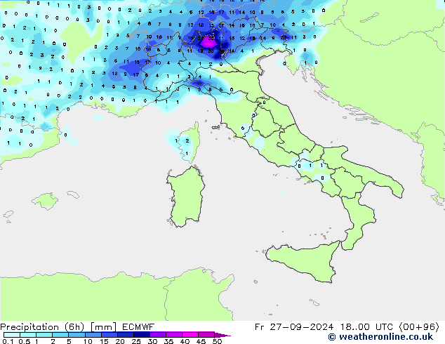 Z500/Rain (+SLP)/Z850 ECMWF Fr 27.09.2024 00 UTC