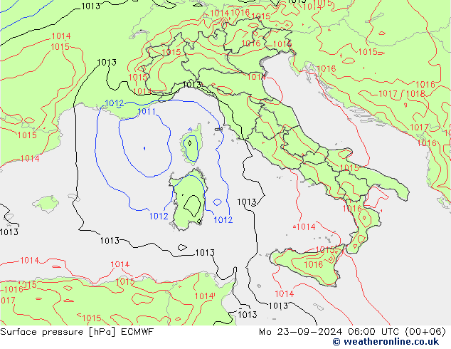 Luchtdruk (Grond) ECMWF ma 23.09.2024 06 UTC