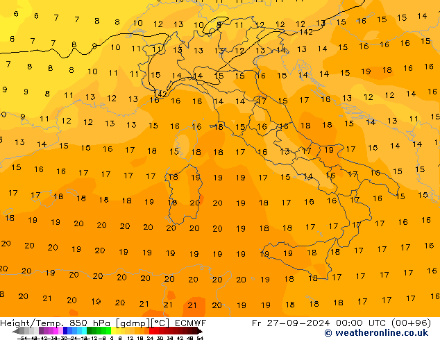 Z500/Rain (+SLP)/Z850 ECMWF ven 27.09.2024 00 UTC