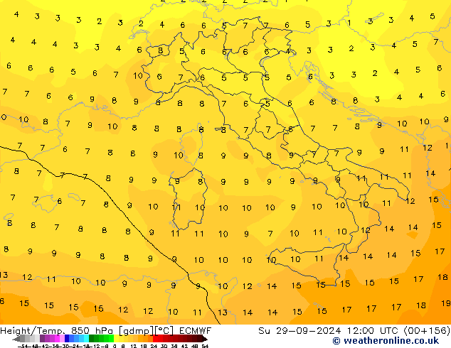 Z500/Rain (+SLP)/Z850 ECMWF nie. 29.09.2024 12 UTC