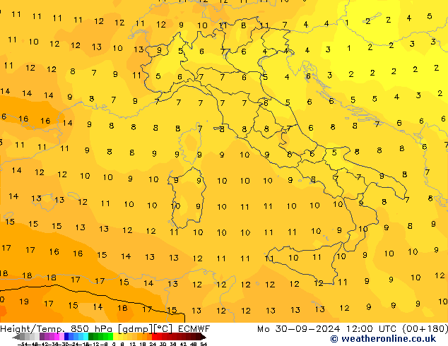 Z500/Yağmur (+YB)/Z850 ECMWF Pzt 30.09.2024 12 UTC