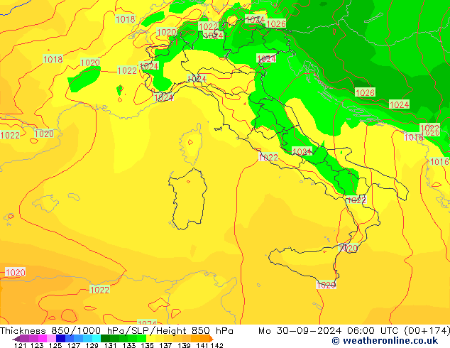 Thck 850-1000 hPa ECMWF Po 30.09.2024 06 UTC