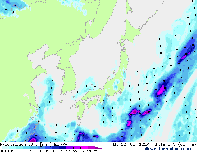 Z500/Rain (+SLP)/Z850 ECMWF Mo 23.09.2024 18 UTC