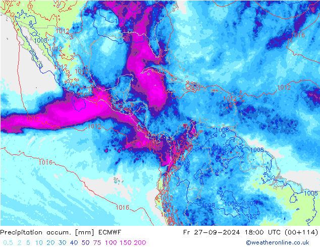 Precipitation accum. ECMWF Fr 27.09.2024 18 UTC